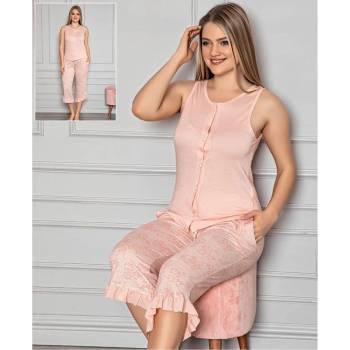 Image 1 of Дамска пижама в коралово с рози