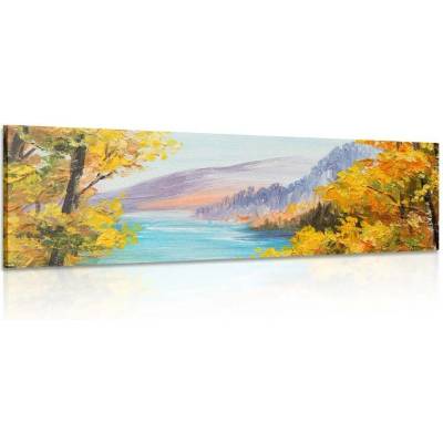 Obraz scenérie horského jezera - 90x30