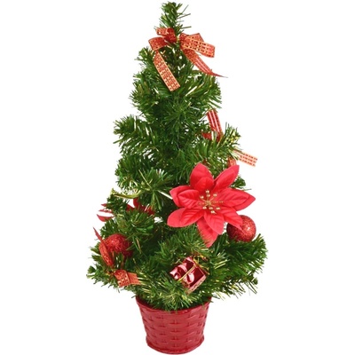 BerryHome Stromček ozdobený červenou ponsetiou 45 cm