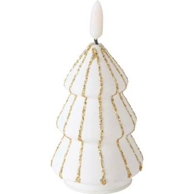 Boltze Home Svíčka ve tvaru vánočního stromečku s úmělým plamenem TORIS, 12 cm, bílá zlatá