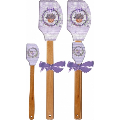 ALVARAK Stěrka kuchyňská 2 ks 32 + 21 cm, silikon/dřevo, levandule věnec/kolo