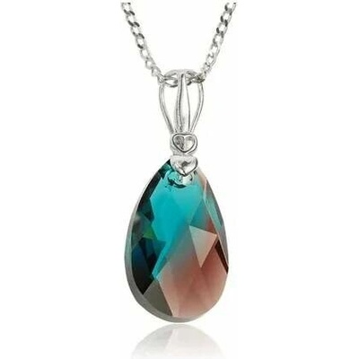 Swarovski Elements Stříbrný náhrdelník visací fialovo modrá slza, kapka 34252.3 Burgundy Blend Zircon Blue (fialová, bordó, vínová, tyrkysová, žíhaná)