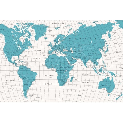 DIMEX ART Флизелинов фототапет политическа карта на света 375 x 250 см