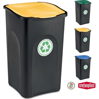 Manutan Plastový odpadkový kôš HOME ECOGREEN na triedený odpad, 50 l, žltý