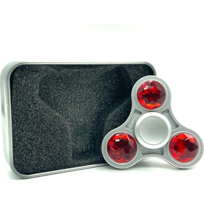 Stříbrný fidget spinner HQ červený diamant