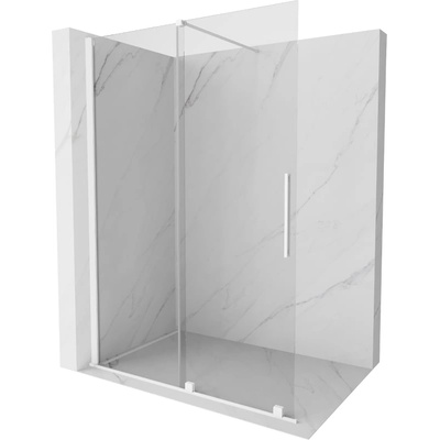Mexen Velar Плъзгаща се душ кабина Walk-in 130 x 200 см, прозрачна 8 мм, бяла (871-130-000-03-20)