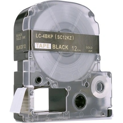 Compatible Epson LK-4BKP, SC12KZ, C53S654407, 12mm x 9m, златен печат / черен фон, съвместима лента (LKSC12KZ)