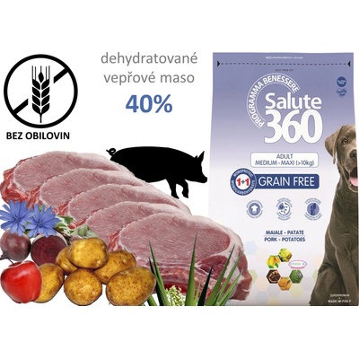 Salute dog Grain Free vepřové & brambor 12 kg