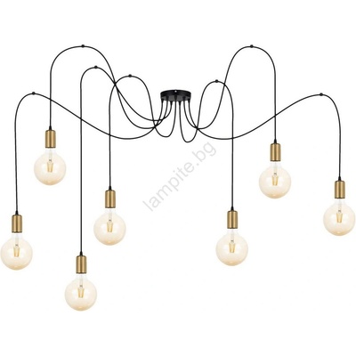 BELIS Пендел MIROS 7xE27/60W/230V паяк черен/златист (BE0763)