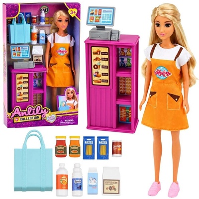 Lalka Anlily se supermarketem, pokladnou a doplňky