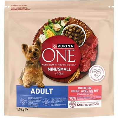 Purina ONE Mini Adult hovězí s rýží 1,5 kg