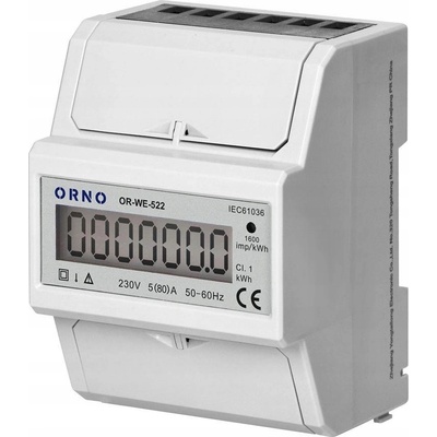 Jednofázový elektroměr Orno 80A IP20 5 modulů