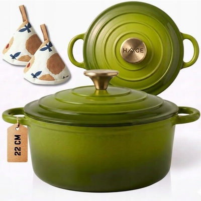Atusa Litinový hrnec smaltovaný 22 cm 3 l HAGE olivový (DQ22-olive)