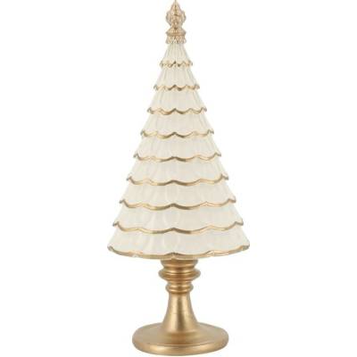 Krémovo-zlatý antik dekorační vánoční stromek Noël - Ø 10*7*23 cm - Chic Antique
