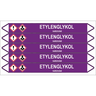 Značení potrubí, etylenglykol,5 ks, 150 × 12 mm PZ 007205