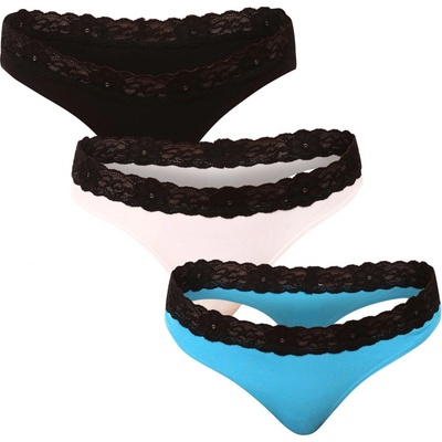 Styx 3PACK dámske tangá s čipkou viacfarebné (3ITK96019)