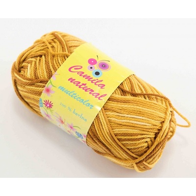 Priadza Camila natural multicolor - horčicová 9206