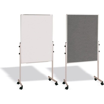 Bi-Office Mobilná kombinovaná tabuľa, biela magnetická/sivá textilná, 700 x 1200 mm
