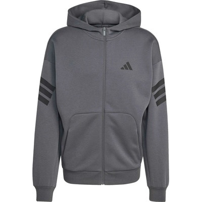 adidas FI 3 Stripes Full Zip Hooded M tmavo sivá