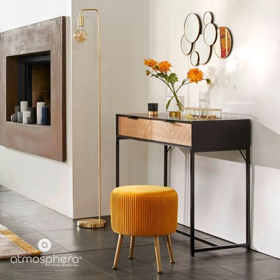 Atmosphera Stolička, taburet SOLARO O 35 cm, hořčicová – Zboží Dáma