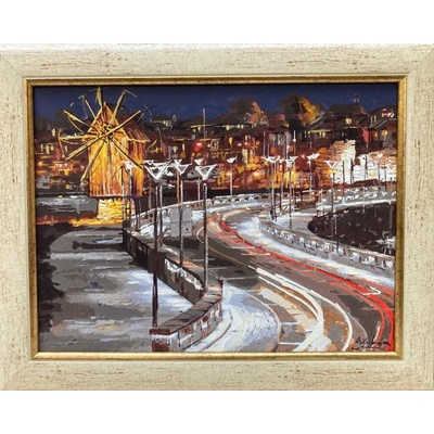 Картина с пейзаж от нощен Несебър