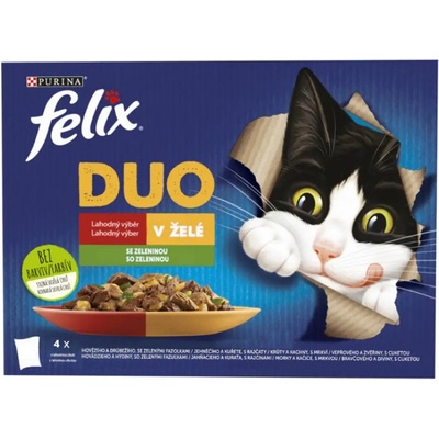 Felix Fantastic Duo jehněčí a kuřecí, vepřové a zvěřina se zeleninou v želé 4 x 85 g
