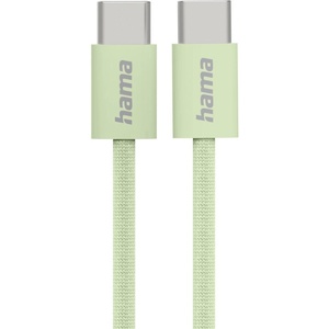 Hama Кабел за зареждане "Fabric", USB-C - USB-C, 1 m, Nylon, зелен (201726) - caretech