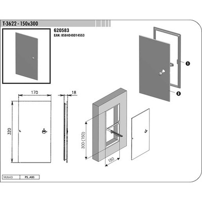 Multi dvierka vaňová 300 x 150 mm T36223015