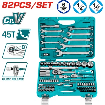TOTAL Гедоре комплект total industrial 1/4" + 1/2", 82 части (tl ind tht421802)
