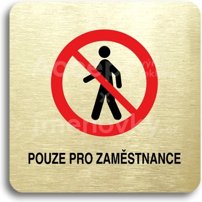 ACCEPT Piktogram pouze pro zaměstnance II - zlatá tabulka - barevný tisk bez rámečku