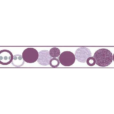 IMPOL TRADE D 58-017-1 Samolepící bordura kruhy fialové, rozměr 5 m x 5,8 cm