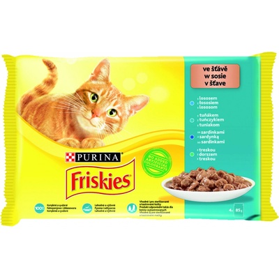 Purina Friskies cat losos tuniak treska sardinky v šťave 4 x 85 g