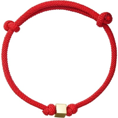 Evolution Group Luxusný červený kabala náramok so zlatou kockou 93T00100 red