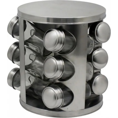 Voltz Бурканчета за подправки на стойка Oliver Voltz OV51217A12, 12бр. бурканчета, Метална поставка, Сив (OV51217A12 silver)