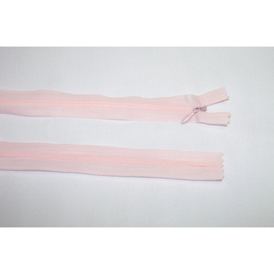 Zips krytý 3mm ružový svetlý nedeliteľný 45cm dederon