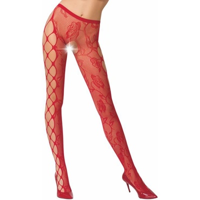 Passion Секси чорапогащник с флорални мотиви "passion s008 red