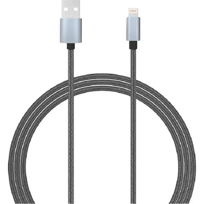 Lemontti MFI Lightning USB кабел, 1.5 м, текстилна оплетка, сив (LCLUSB15)