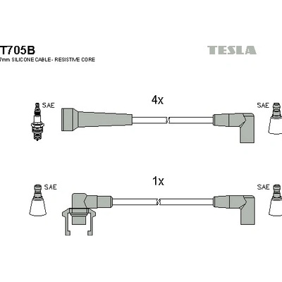 Sada zapaľovacích káblov TESLA T705B