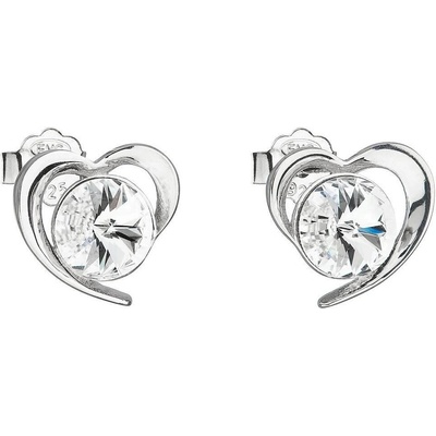 Pavona Stříbrné náušnice s krystaly Swarovski bílé srdce 31259.1