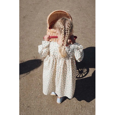 Dievčenské bavlnené šaty Konges Sløjd béžová mini áčkový strih