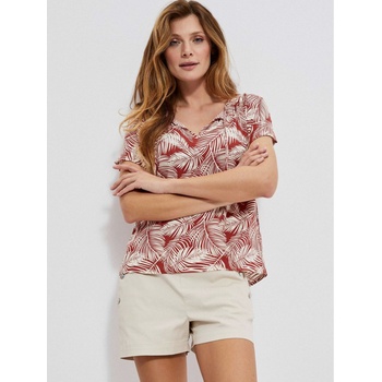 Moodo Бяла и червена дамска шарена блуза Moodo Moodo | Cherven | ЖЕНИ | XS