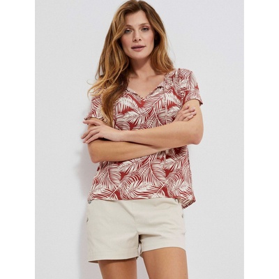 Moodo Бяла и червена дамска шарена блуза Moodo Moodo | Cherven | ЖЕНИ | XS