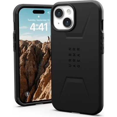 Urban Armor Gear Gear Civilian MagSafe Case - удароустойчив хибриден кейс с MagSafe за iPhone 15 (черен)
