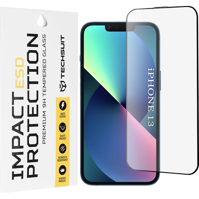 Techsuit Протектор за iPhone 13 / iPhone 13 Pro / iPhone 14 - ESD стъкло - черен