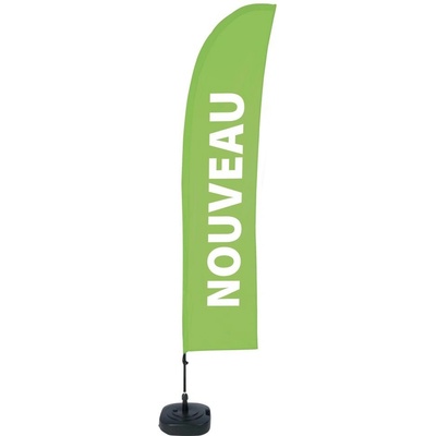 Jansen Display Beach Flag Budget Wind Complete Set New Green French ECO, 1010 x 4305 mm