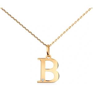 SAVICKI Колие с буква b, злато 585, диамант 0.04К, 45 см