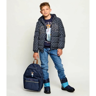 Guess Голяма раница в син цвят за момче с цветно мече Guess