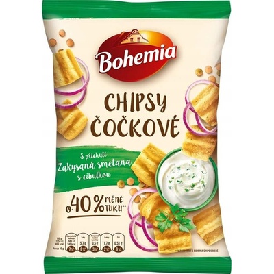 Bohemia Chipsy čočkové s příchutí zakysaná smetana s cibulkou 65 g