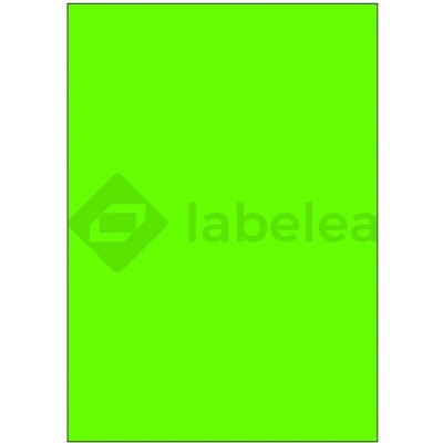 Labelea Samolepiace etikety 210x297 mm signálne farebné papierové, na hárku A4, pre laserovú tlač, Farba etikiet Signálna zelená, Počet hárkov v balení 100 EPY210297SG001S