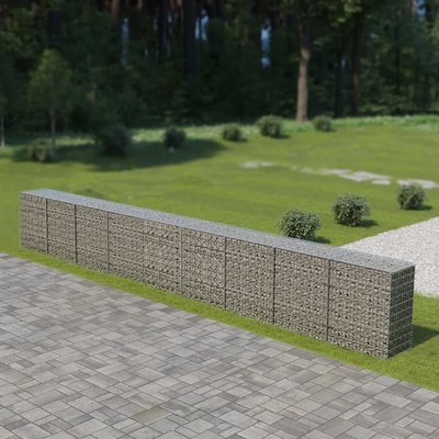 vidaXL Gabionová zeď s víky z pozinkované oceli 900 x 50 x 100 cm